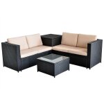 Mucola - xxl meubles en osier jardin canapé salon, lot de jardin, noir, boîtier garniture Mucola - xxl meubles en osier jardin canapé salon, lot de jardin, noir, boîtier garniture