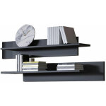 Lot de 2 �tag�res murales 100cm mod�le luke noir brillante