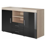 Buffet de salon bas 2 portes 2 tiroirs 140x80x40cm meuble de rangement modèle roque couleur sonoma mat ... Buffet de salon bas 2 portes 2 tiroirs 140x80x40cm meuble de rangement modèle roque couleur sonoma mat ...