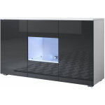 Buffet de salon bas 3 portes 2 étagères vitrine avec led 120x72x40cm meuble avec pieds 2cm modèle luke ... Buffet de salon bas 3 portes 2 étagères vitrine avec led 120x72x40cm meuble avec pieds 2cm modèle luke ...