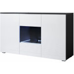 Buffet de salon bas 3 portes 2 étagères vitrine avec led 120x72x40cm meuble avec pieds 2cm modèle luke ... Buffet de salon bas 3 portes 2 étagères vitrine avec led 120x72x40cm meuble avec pieds 2cm modèle luke ...