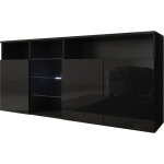 Muebles bonitos - buffet de salon bas 3 portes avec led 150x70x35cm meuble de rangement modèle clark ... Muebles bonitos - buffet de salon bas 3 portes avec led 150x70x35cm meuble de rangement modèle clark ...