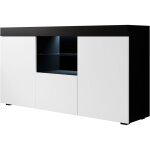 Muebles bonitos - buffet de salon bas 3 portes avec led 150x80x40cm meuble de rangement modle natolia ...
