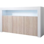 Buffet de salon bas 3 portes avec led bleue 155x91, 5x37cm meuble de rangement modèle aker couleur blanc ... Buffet de salon bas 3 portes avec led bleue 155x91, 5x37cm meuble de rangement modèle aker couleur blanc ...