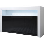 Buffet de salon bas 3 portes avec led bleue 155x91, 5x37cm meuble de rangement modèle aker couleur blanc ... Buffet de salon bas 3 portes avec led bleue 155x91, 5x37cm meuble de rangement modèle aker couleur blanc ...
