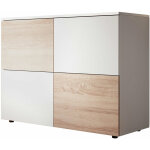 Muebles bonitos - buffet de salon bas 4 portes 90x68x34cm meuble de rangement modle zoel couleur blanc ...