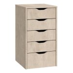 Muebles pitarch - commode 5 tiroirs eko couleur chne aurora, meuble de rangement de bureau moderne, ...