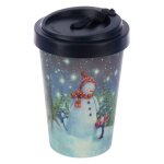 Mug de voyage ecologique en bambou bonhomme de neige