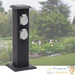 Le poisson qui jardine - multiprise borne noire 4 prises lectriques pour jardin et extrieur - noir