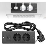 Multiprise de bureau encastrable, double prise, avec 2 ports usb et c�ble de 1, 5 m, id�ale pour les ...