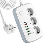 Multiprise electrique, bloc multiprise, parafoudre multiprise avec interrupteur, 3 prises outlet + 6 ...