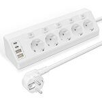 Multiprise avec interrupteur, 5 prise plan de travail cuisine, multiprise angle 2m avec 2 ports usb a ...
