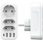 Multiprise murale 3 prises ac et 3 ports usb 3a ? chargeur 6 en 1 4000w ? syst�me de charge intelligent ...