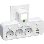 Multiprise murale 6 en 1 : bloc 3 prises fran�aises + 2 ports usb (1 type - c ) + lampe led, multiprise ...