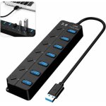 Multiprise usb 3. 0 7 ports transfert de donn�es 5 gbit / s interrupteurs individuels compatible pc, ...