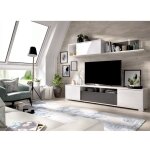Abitare - mural quip meuble tv 200 cm blanc brillant et graphite - marsiglia