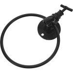 Mural rond fer noir anneau industriel pour serviette � main support mural