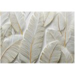 Murale plume abstraite or chambre salon papier peint molleton 200x140