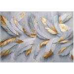 Murale plume glamour or chambre salon papier peint molleton 350x250 cm