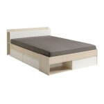 Must lit adulte avec tiroirs contemporain - decor bois acacia et blanc - l 140 x l 190 / 200 cm Must lit adulte avec tiroirs contemporain - decor bois acacia et blanc - l 140 x l 190 / 200 cm