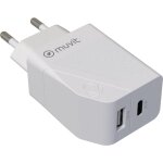 Muvit - pour changeur de chargeur dewall 1 usb qc 3. 0 18w + 1 type c pd 20w white