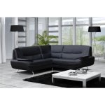 Mobilier deco - muza - canapé d'angle design en simili cuir noir Mobilier deco - muza - canapé d'angle design en simili cuir noir