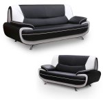 Muza - ensemble canapé design en simili cuir noir et blanc Muza - ensemble canapé design en simili cuir noir et blanc