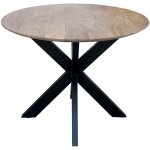 Myriam - table de repas ronde bois et acier noir mat