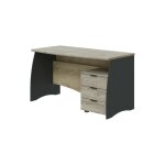 N. a. - bureau moderne avec tiroirs, bureau avec 3 tiroirs, table pc, 136x67h74 cm, couleur ch�ne et ...