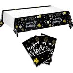 Nappe anniversaire, 3 pi�ces nappe anniversaire gar�on, 274 x 137 cm nappe or, r�utilisable nappe plastique ...
