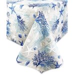 Nappe anti - tache r�sine turin mer coraux marins bleu cm. 140x180 x6 personnes