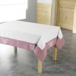 Nappe brode 'bonheur' 140x240cm rose