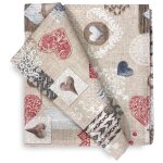 Nappe en coton design tyrolien shabby rouge fabriqu� en italie cm. 180 ronde