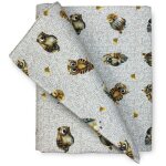 Nappe en coton hiboux hiboux beiges cm. 180 ronde