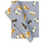 Nappe grise de coton de chaton cm. 140x180 x6 personnes
