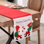 Nappe de no�l brod�e p�re no�l, set de napperons d�coratifs pour table d'entr�e et table basse, d�coration ...