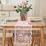 Nappe de p�ques fainfun ? chemin de table avec lapins et motifs printemps pour maison, salle � manger ...