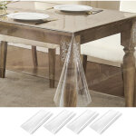 Nappe en pvc transparent, imperm�able � l'huile, couverture de table carr�e transparente, 137x137cm, ...