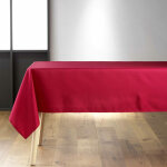 Nappe rectangle 140 x 200 cm ? polyester uni essentiel ? rouge ? finition ourlet