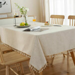 Nappe rectangulaire anti tache nappe lavable couleur unie gland nappe oblongue coton lin housse de table ...