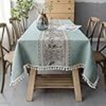 Nappe rectangulaire anti tache nappe lin coton epaisse table cloth impermeable nappes de table pour exterieur, ...
