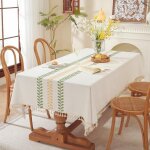 Nappe rectangulaire anti tache lin et coton nappe exterieur impermeable nappes tissu en lavable pour ...