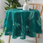 Nappe ronde exotique anti - taches bleu paon d160 cm Nappe ronde exotique anti - taches bleu paon d160 cm