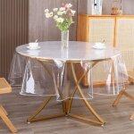 Nappe ronde transparente en pvc, nappe en plastique imperm�able, facile � nettoyer, diam�tre 140 cm