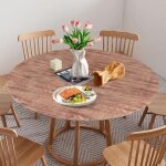 Nappe de table ronde, lavable avec �lastique, r�sistante aux intemp�ries, id�ale pour 90 � 110 cm, marron ...