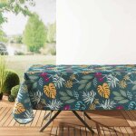 Nappe toile cir�e 'lilidae' 140x300cm turquoise