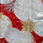 Nappe toile cire au mtre boules de noel rouge