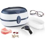 Nettoyeur  ultrasons, appareil nettoyeur domestique 600ml bac en acier inoxydable, nettoyeur ultrasonique ...