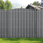 Neu. holz - 2 pices de clture barrire brise vue brise vent bois composite wpc demi - cercle arrondi ...