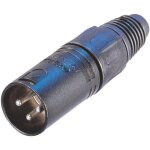 Neutrik - connecteur de cable male a 3 broches avec boitier metallique noir et contacts dores